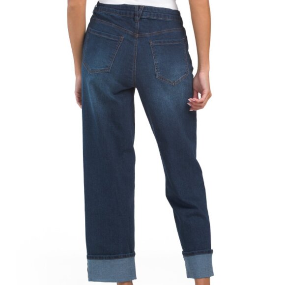 NEW D. JEANS High Waist Recycle Wide Leg Ankle Jeans With Fixed Cuffs 168mn - Picture 3 of 8